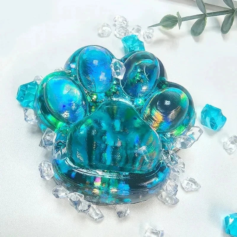 Cat Paw Squishy – Glitter Stress Toy