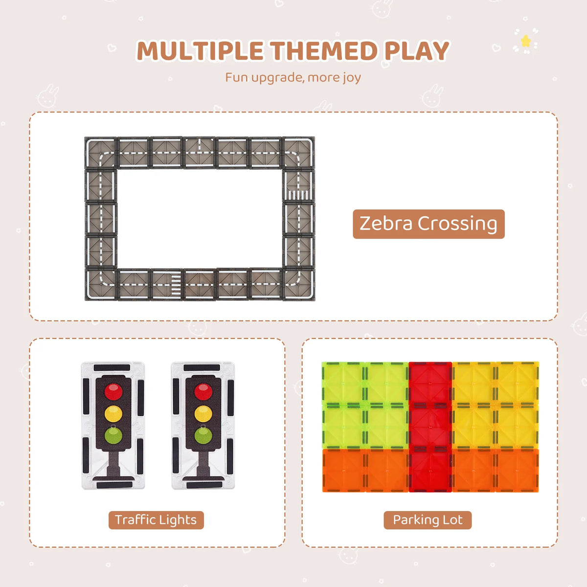Magnetic Tiles City & Road Set – 56 Pieces