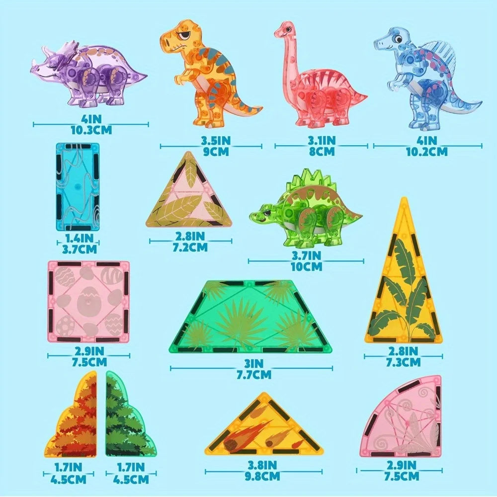 Magnetic Dinosaur Building Tiles – 50 Pieces
