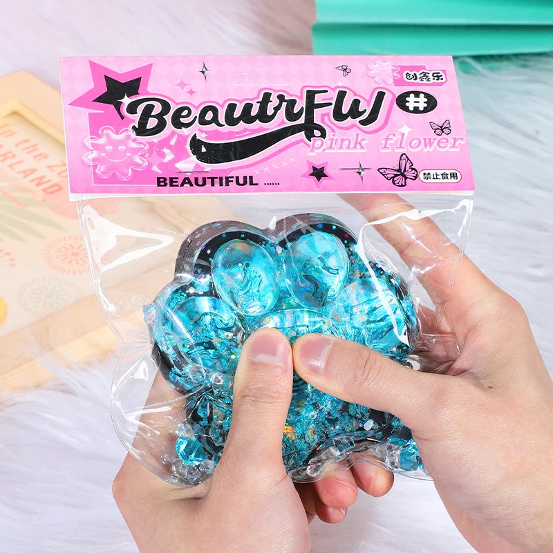 Cat Paw Squishy – Glitter Stress Toy