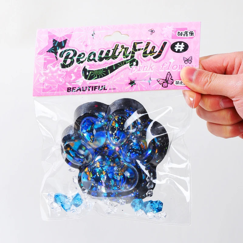 Cat Paw Squishy – Glitter Stress Toy