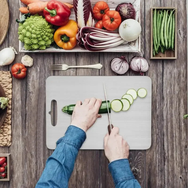 Double-Sided Stainless Steel Cutting Board – 4 Sizes