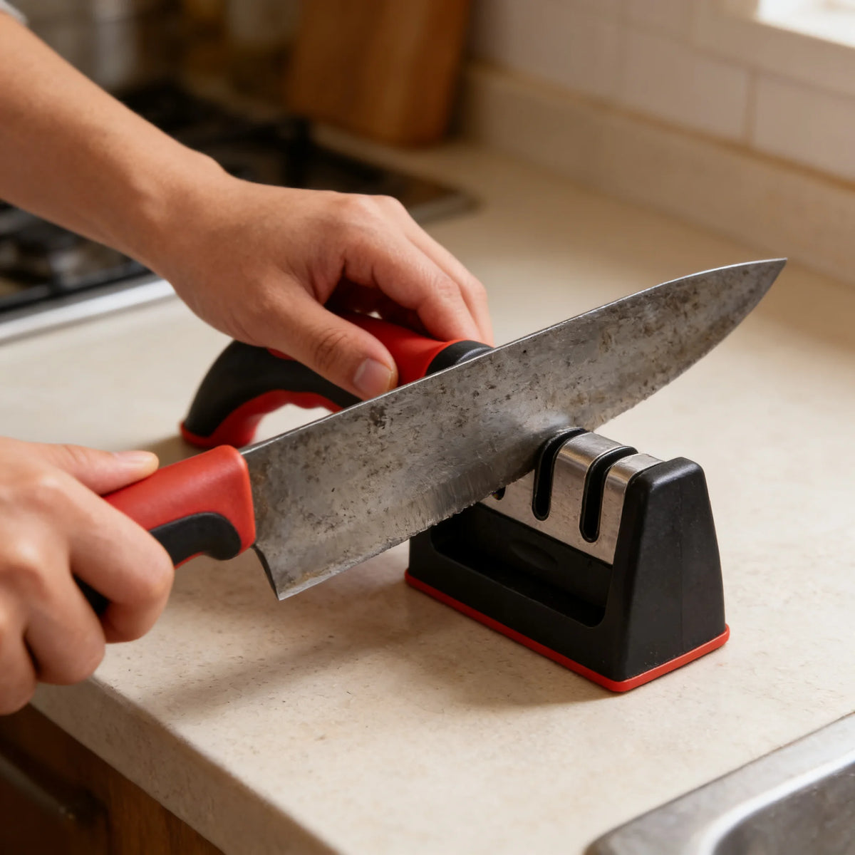 Quick Knife Sharpener – Non-Slip Handheld Kitchen Tool