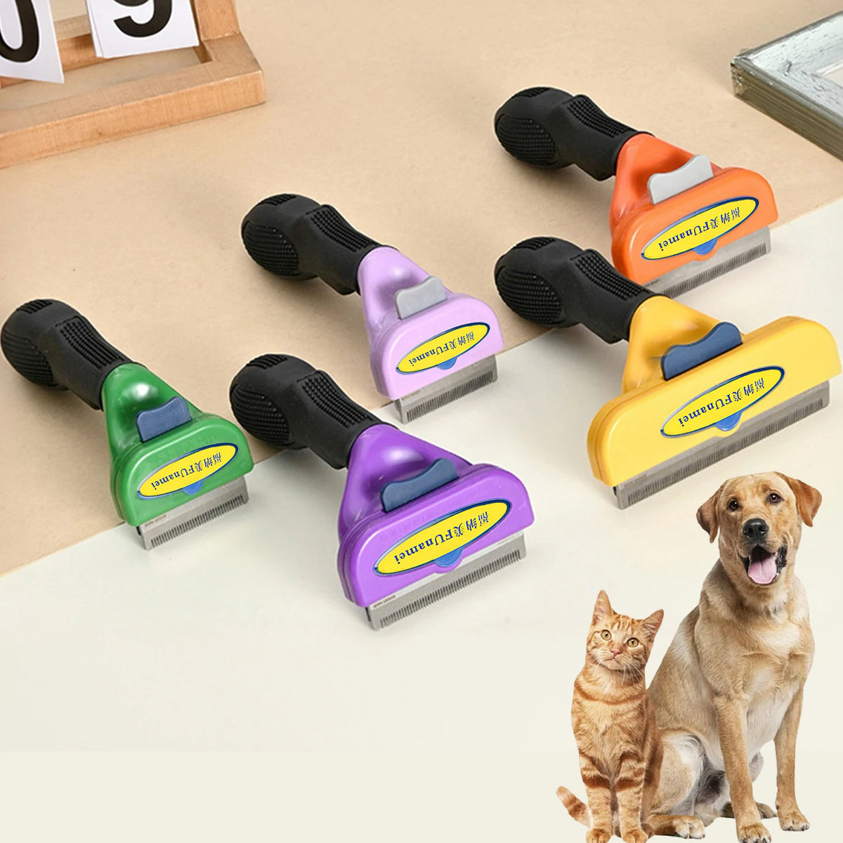Pet Dematting Brush – Undercoat Rake for Dogs & Cats