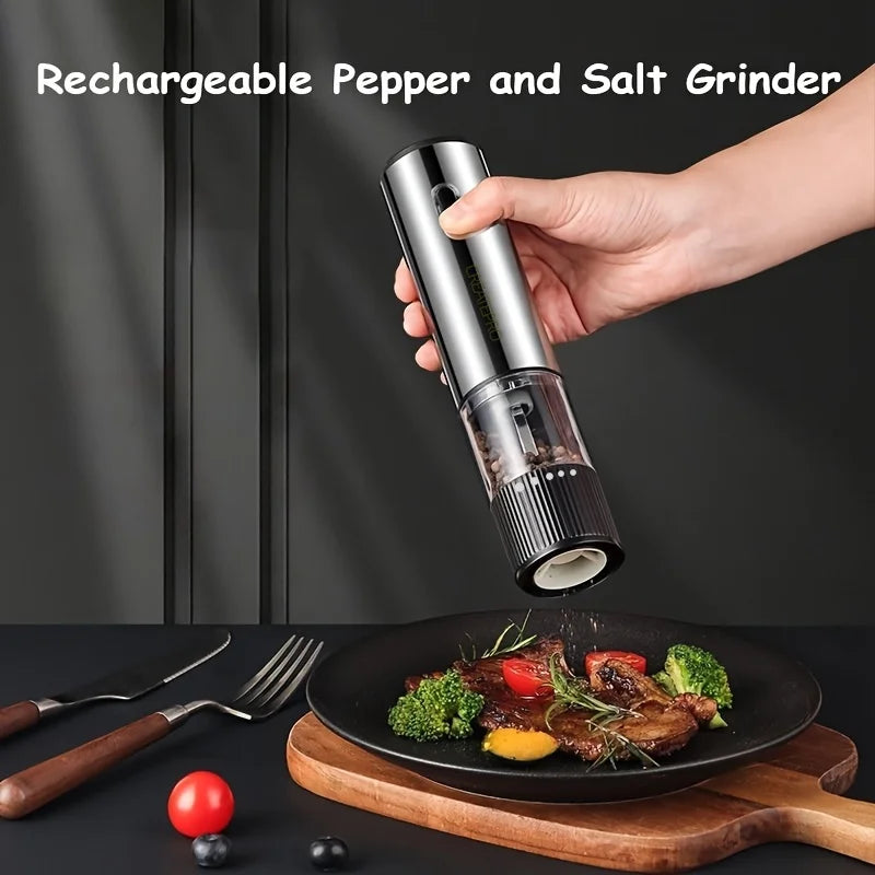 Electric Salt & Pepper Grinder – Rechargeable, Adjustable Grind