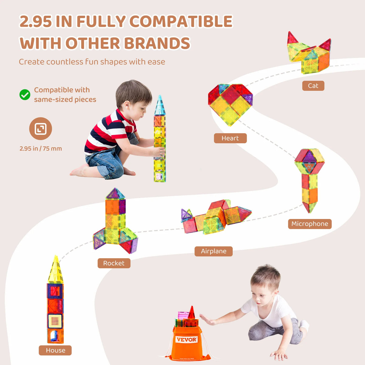 Magnetic Building Tiles – 55-Piece STEM Set