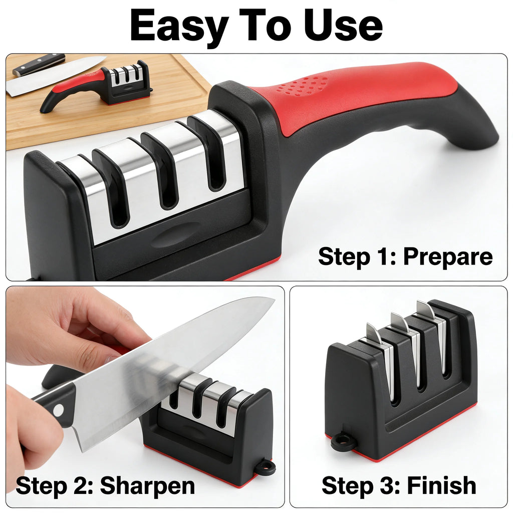 Quick Knife Sharpener – Non-Slip Handheld Kitchen Tool