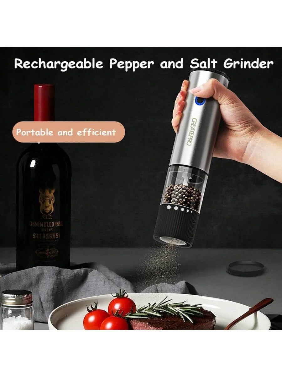 Electric Salt & Pepper Grinder – Rechargeable, Adjustable Grind